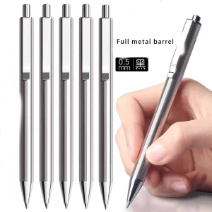 M&G Penna gel push-up completamente in metallo da 0,5 mm Cancelleria per studenti e forniture per ufficio, penna a sfera premium 1