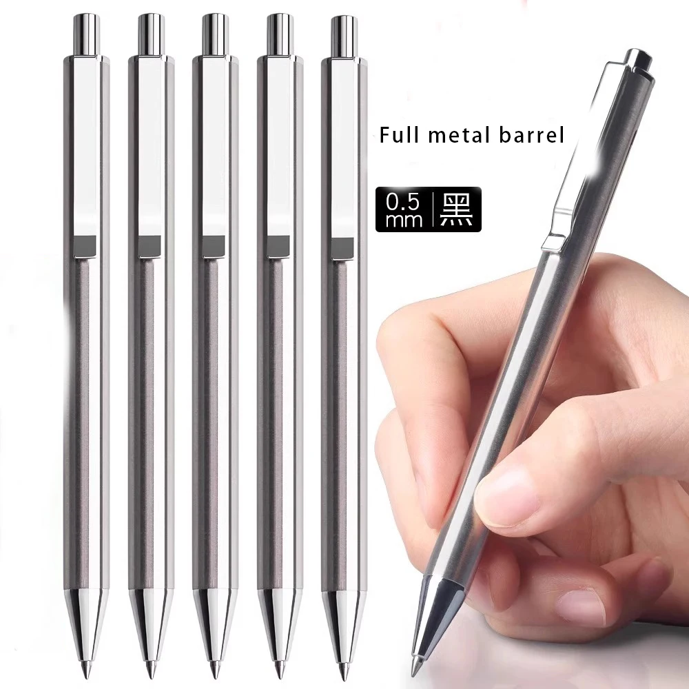M&G Penna gel push-up completamente in metallo da 0,5 mm Cancelleria per studenti e forniture per ufficio, penna a sfera premium 1