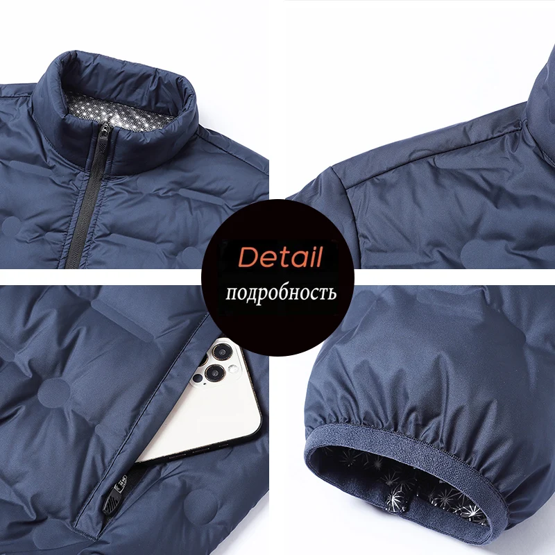 Piumino invernale da uomo in piumino d'anatra caldo colletto alla coreana piumino antivento piumino leggero da uomo giacca casual di alta qualità da uomo 6