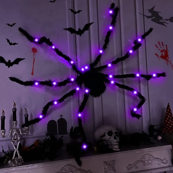 Luci del ragno di Halloween Bagliore luminoso Ragno di Halloween appeso Ragno spaventoso Casa stregata Ornamento per feste in giardino ﻿ 4