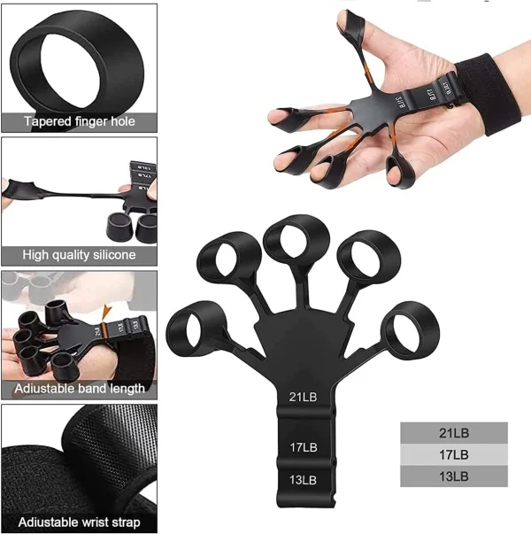 6 livelli di resistenza Impugnatura per la forza della mano Allenatore per la riabilitazione Strumenti fisici Fitness Finger Gripper Espansore da palestra portatile 4