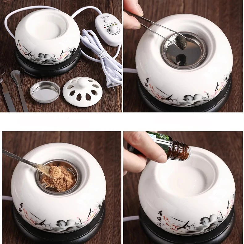 Plug-in 110 V/220 V Lotus Forno Olio Essenziale Ceramica Elettrico Legno di Sandalo OUDH Polvere Bruciatori di Incenso Meditazione Stufa Fragrante 5