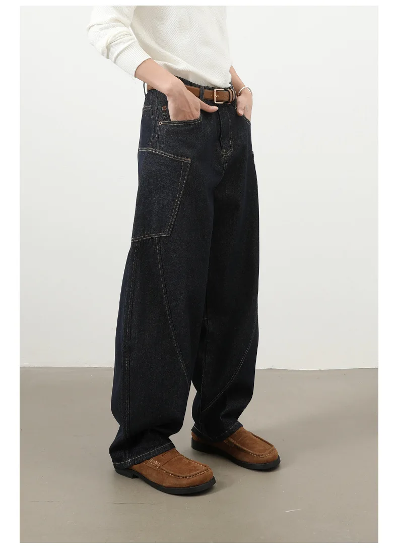 Pantaloni jeans larghi da uomo Jeans larghi rosa da uomo Pantaloni larghi di fascia alta Jeans larghi in denim larghi Pantaloni alla moda stile streetwear 6