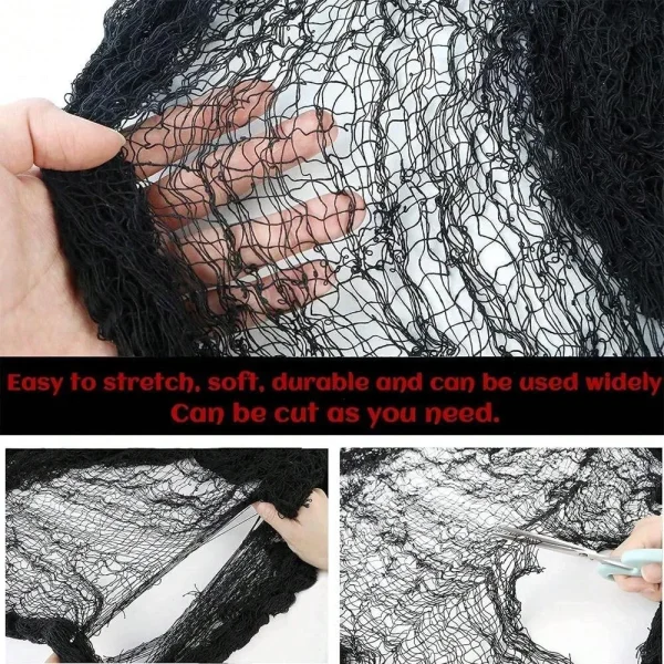 1-10 pezzi panni raccapriccianti neri 72x186 cm maglia cheeseclothi festa di Halloween rete di garza ragnatela parete garza terrore scena puntelli 2