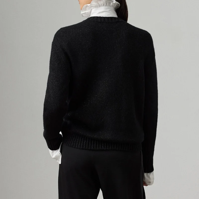 Maglione orso metallizzato per le vacanze del 2025 Pullover lavorato a maglia in cashmere Autunno Inverno Manica lunga Maglieria da donna Top Coat Abiti dalla vestibilità rilassata 6