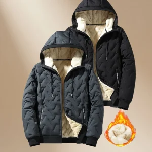 Giacca da uomo Cappotto invernale con isolamento termico con chiusura a zip intera, capispalla antivento con cappuccio Lavabile in lavatrice per la stagione fredda 1