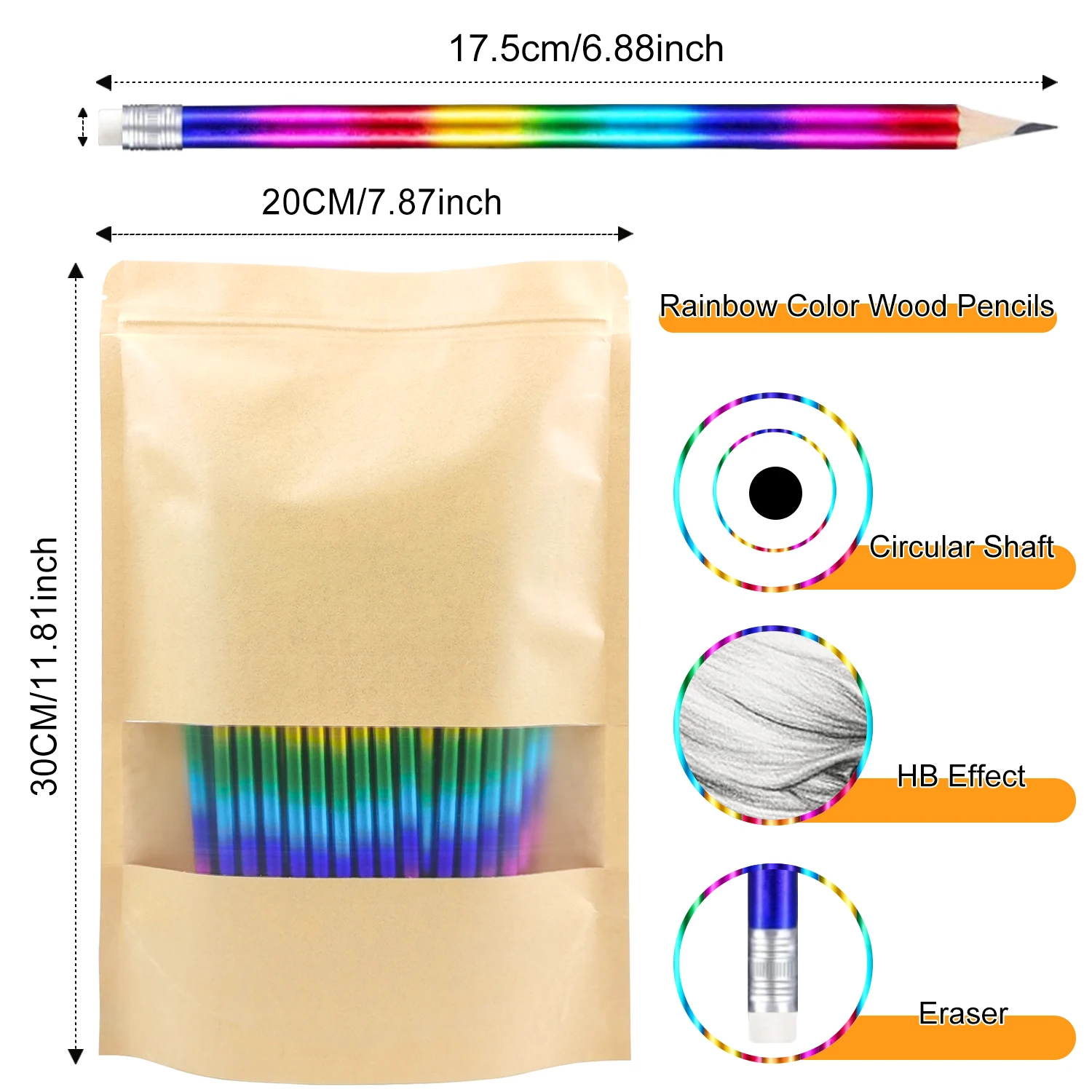 Matite in legno arcobaleno (confezione da 30/50/100/150, HB # 2 punti medi, cancellabili, per scrivere, disegnare e materiale scolastico 2