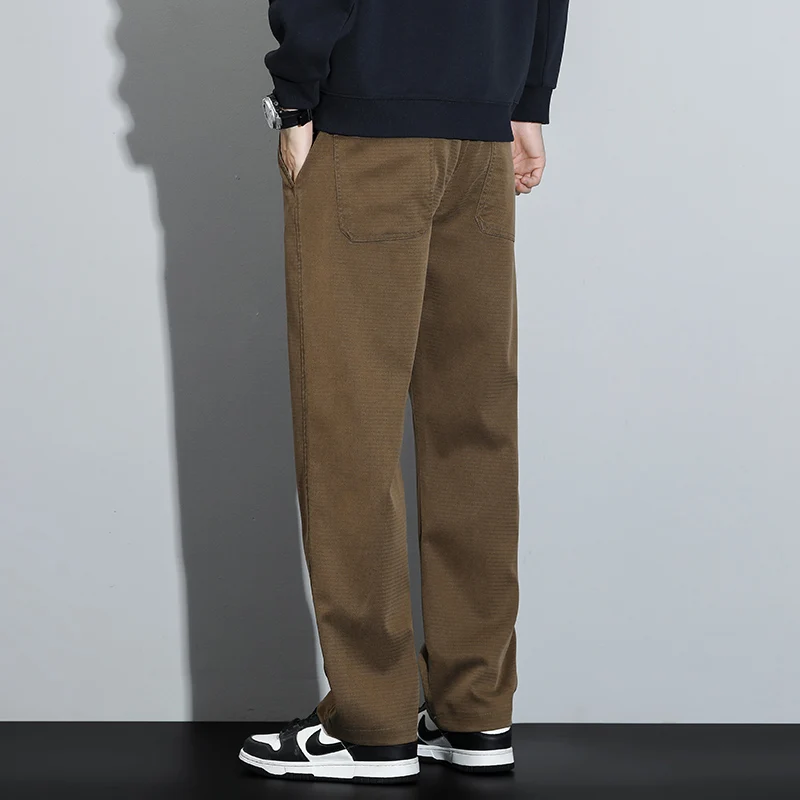 Jeans da uomo Lyocell dritti larghi in vita elastica 2025 Autunno Inverno Marchio di moda Pantaloni comodi e versatili Taglie forti 5XL 3