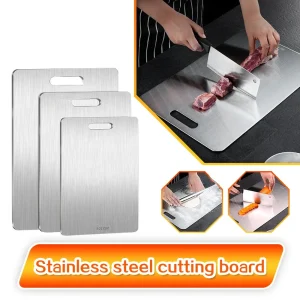Papan Dapur Pemotong untuk Stainless 304 Baja Anti-Selip Tebal Dua Sisi Kualitas Makanan Portabel untuk Memotong Buah dan Daging Tebal dan Tahan Lama Tebal dan Tahan Lama Pengolahan Daging Pemotong Buah Desain Modern 1