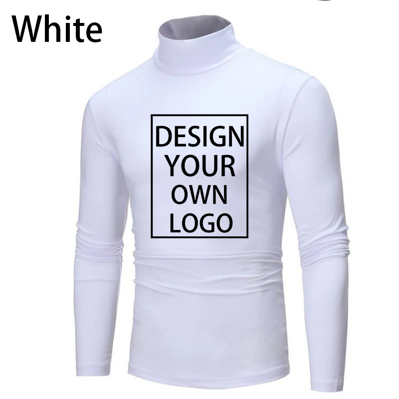 Pullover maglione collo alto da uomo personalizzato fai da te Casual tinta unita maglioni manica lunga caldo lavorato a maglia dolcevita capispalla 4