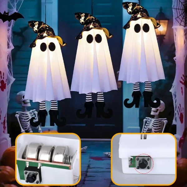Decorazioni di Halloween LED illuminano il fantasma della strega per la festa di Halloween Decorazione del cortile per interni ed esterni per la casa Regalo di ornamenti pendenti spaventosi 5