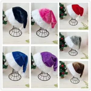 30*45 cm Natale Cappello da Babbo Natale Natale Lungo Peluche Vacanza Cappello Rosso per Adulti E Bambini Unisex 2025 Capodanno Festa Festiva Supplie Regali 1