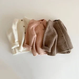 Primavera Autunno Neonate Cardigan Cappotto Maglione per bambini Cardigan in maglia per bambini Maglieria per neonato Vestiti per bambina a maniche lunghe 1