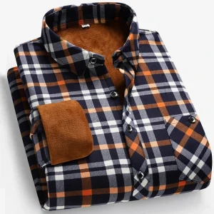 2025 Camicia a maniche lunghe foderata in pile da uomo autunno e inverno Business Casual Moda Comodo senza stiratura Top versatile 1
