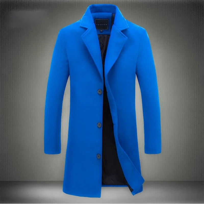 2025 Autunno Inverno Nuovi Uomini di Lana Cappotto Lungo di Cotone Miscela di Colore Puro Casual Business Moda Giacca A Vento Sottile Abbigliamento Uomo 6