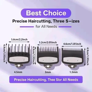 Set di pettini limite di precisione neri Set protezioni per tagliacapelli Guide pettini Trimmer Strumenti per lo styling Attacco compatibile 1,5 mm 3 mm 4,5 mm 1