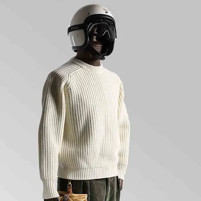 Maglione pesante americano da uomo versione coreana 2025 autunno inverno addensato alla moda allentato versatile giacca maglione con risvolto alla moda 6