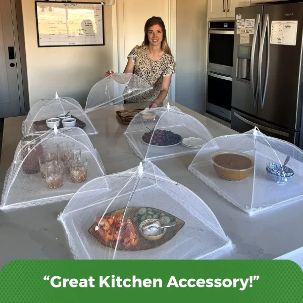 Copertine per alimenti all'aperto per mantenere gli insetti lontani, tenda per alimenti in rete pieghevole da 17x17 pollici per esterni, accessori per picnic Glamping Essentials 5