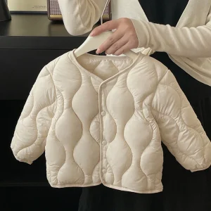 Piumini per bambini Autunno Ragazzi Ragazze Giacche calde in cotone leggero Bambini Solido Semplice Capispalla versatile Cappotti termici per bambini 1