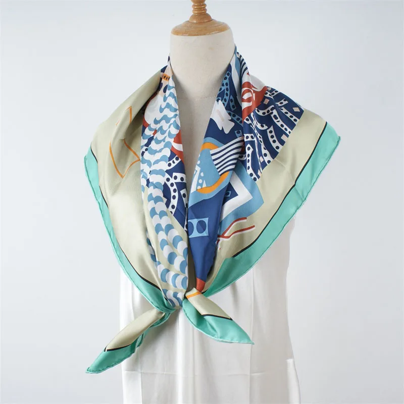 2025 Primavera Sciarpa di seta 100% Scialle Moda stampata Sciarpe di seta reale Fazzoletto da collo per donna 4