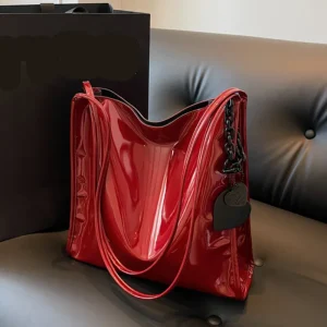 Borsa da viaggio Casual Shopping Totes borsa a tracolla moda donna in pelle verniciata tinta unita borsa da donna semplice di lusso 1