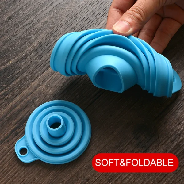 Imbuto pieghevole in Silicone cucina pieghevole collo lungo dispenser Gadget strumento filtro Sorter piccola bottiglia d'acqua trasferimento di olio liquido 5