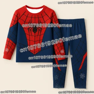 Spider-Man Cartoon Coppia oversize vestito T-shirt a maniche lunghe e pantaloni pigiama Abbigliamento casual per l'uso quotidiano domestico e all'aperto 1