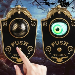 Decorazione di Halloween Campanello con un occhio Puntelli horror Giorno del fantasma Incandescente Casa Appesa Campanello elettrico luminoso con bulbo oculare 1