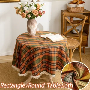 Tovaglia rettangolare a quadretti autunnale Tovaglia da pranzo in stile country per il Ringraziamento, soggiorno, tavolino, decorazione per la casa 1