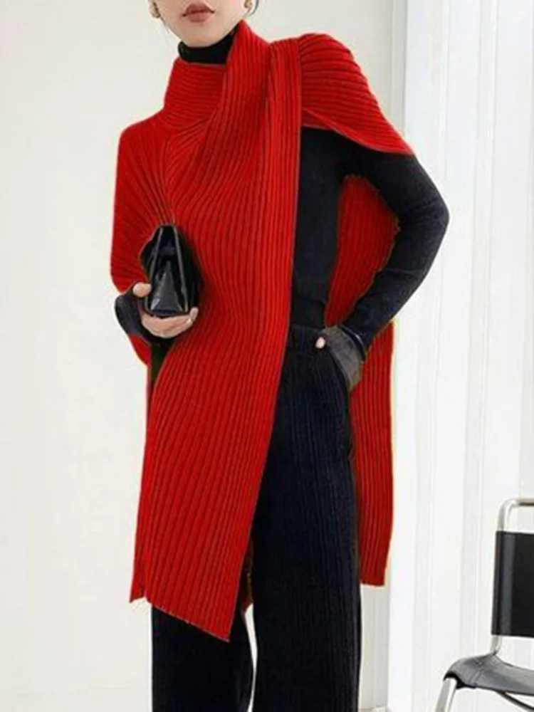 Gymystars maglione da donna a collo alto tinta unita pullover dolcevita moda nuovo allentato asimmetrico con giunto diviso casual top femminili 1