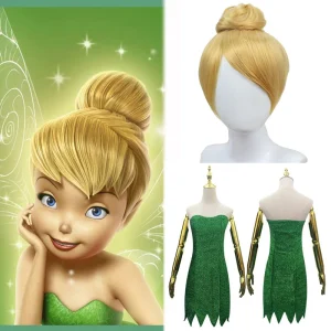 Anime Pixie Fairy Cosplay Costume Tinker Bell Green adult Dress Tinkerbell Halloween Party Sexy Cosplay Mini abiti con parrucca 1