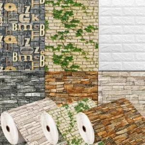 Carta da parati autoadesiva 3D Adesivi murali continui impermeabili in mattoni Soggiorno Camera da letto Camera dei bambini Decorazione della casa 1