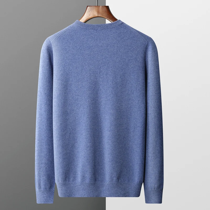 Maglione di cashmere senza cuciture Pullover con o-collo maschile Autunno/Inverno Casual lavorato a maglia 100% pura lana Top Moda Una linea pronta da indossare 3