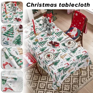 New rectangular Christmas tablecloth for parties, printed dining tablecloth, polyester Christmas tablecloth, Christmas tree, snow man 1