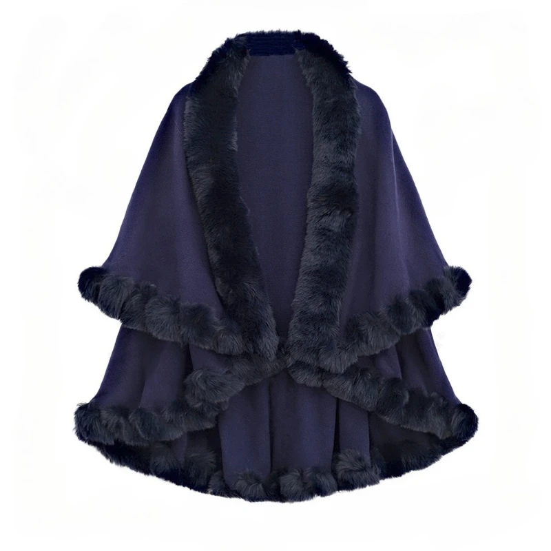 Temperamento Patchwork Pelliccia Scialle Cappotto 2025 Abbigliamento Invernale Coreano Irregolare Lavorato A Maglia Caldo Outwear Y2k Magliette E Camicette Moda Giacche Allentate 6