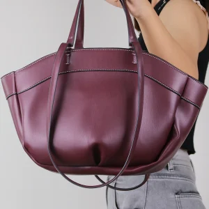 2024 Autunno e Inverno Nuove borse da donna Borsa a tracolla portatile marrone di grande capacità Borsa per la spesa per pendolari bordeaux Cas versatile 1