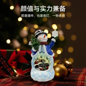 Lanterna elettrica rotante per albero di Natale con pupazzo di neve con decorazioni luminose a LED musicali, regalo di Capodanno 2025 1