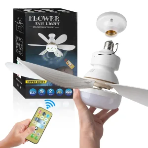Ventilatore da soffitto LED 40W E27 con telecomando per attenuazione, adatto per soggiorno, studio, uso domestico, 85-265V 1