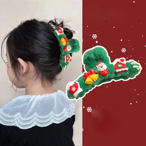 Simpatica fascia natalizia per capelli per ragazze, fermaglio per capelli stile verde e dolce sul retro della testa con fermaglio per capelli a spirale 2026 1