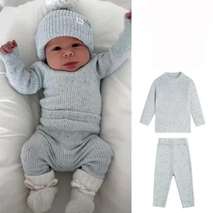 Primavera Inverno Bambino Set di vestiti per bambini Ragazze Ragazzi Maglione lavorato a maglia Top + Leggings Pigiami per bambini Biancheria intima termica per bambini per 0-3 anni 1