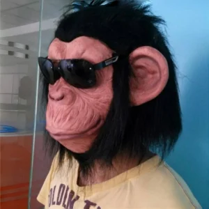Gomma Capelli neri Scimmia Faccia Lattice Scimmia Maschera Maschere Gorilla Animale divertente Copricapo integrale Puntelli Cosplay di Halloween 1