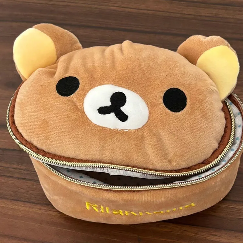2025 Nuovo Kawaii Carino Rilakkuma Borsa per il lavaggio Peluche Ovale Tridimensionale Borsa per il trucco Borsa di stoccaggio portatile Cartoon Ragazze Regalo di compleanno 5