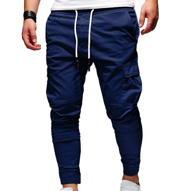 Pantaloni Oversize da uomo 2021 nuovi pantaloni Cargo solidi Casual pantaloni da uomo pantaloni con coulisse vita elastica pantaloni sportivi da uomo Streetwear 4
