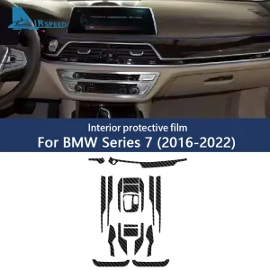 Per BMW G11 G12 Serie 7 2016-2022 Pellicola in fibra di carbonio per interni auto 5D PET Console centrale Pellicola antigraffio resistente Accessori PPF 1