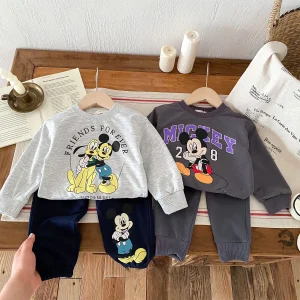 Felpa + Pantaloni Della Tuta 2 pz/set Per I Bambini Abbigliamento Disney Cartoon Tuta Allentata Moda Neonata Ragazzo Abiti A Maniche Lunghe NUOVO 1