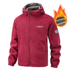Autunno Inverno Nuova giacca in pile con cappuccio da uomo Sport all'aria aperta Cappotto tattico con zip antivento da uomo Giacca calda spessa di alta qualità da uomo 1