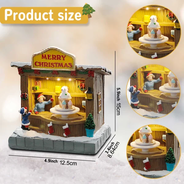 Decorazione animata degli accessori del villaggio di Natale con musica e luci a LED: porta allegrate festive per la tua casa con il nostro negozio di gelato 5