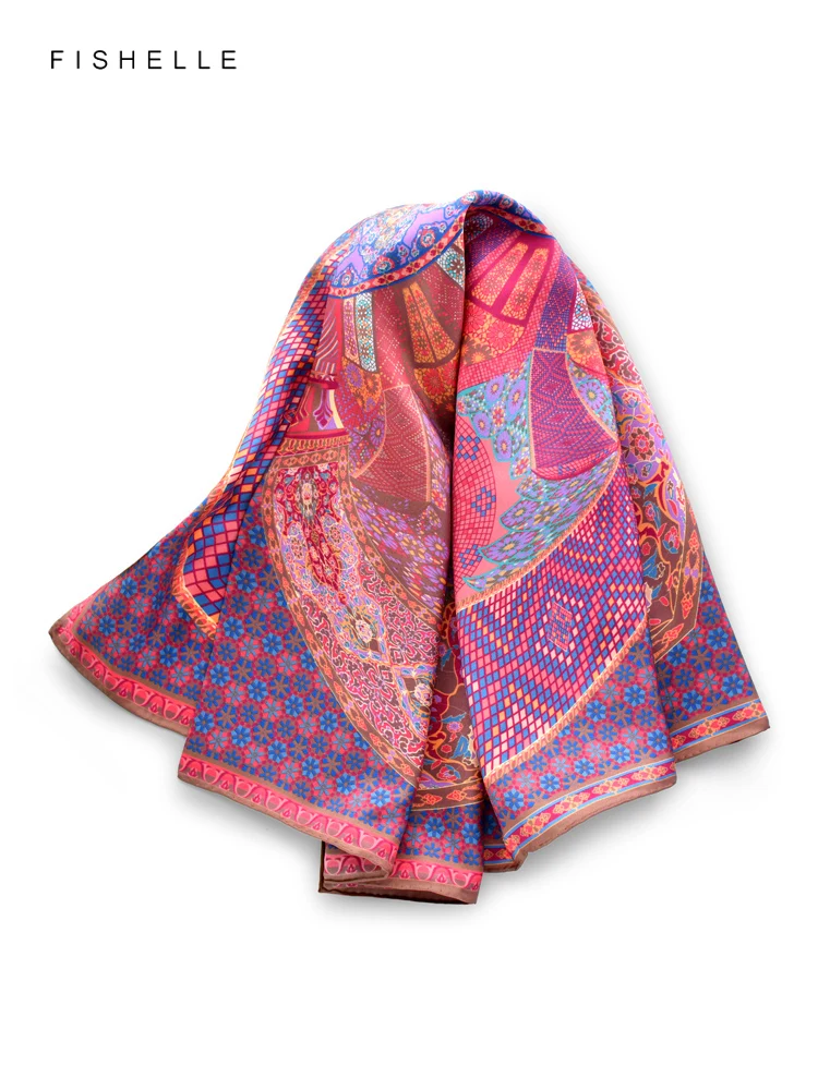 Splendido stampato 100% sciarpa di seta scialle avvolgente twill bandana hijab donne sciarpe quadrate fascia fazzoletto regali di lusso per la signora 3