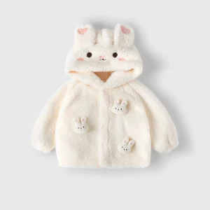 1 pz vestiti per neonate peluche coniglio giacca con cappuccio autunno inverno caldo top outfit esterno vestiti invernali per neonate 1