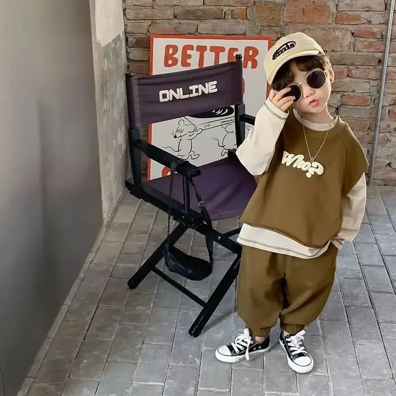 1-5Yrs Boy Set Outfit primavera neonata Kid Clothes Set bambini sport gilet + t Shirt e pantaloni 3 pezzi tuta in cotone 3